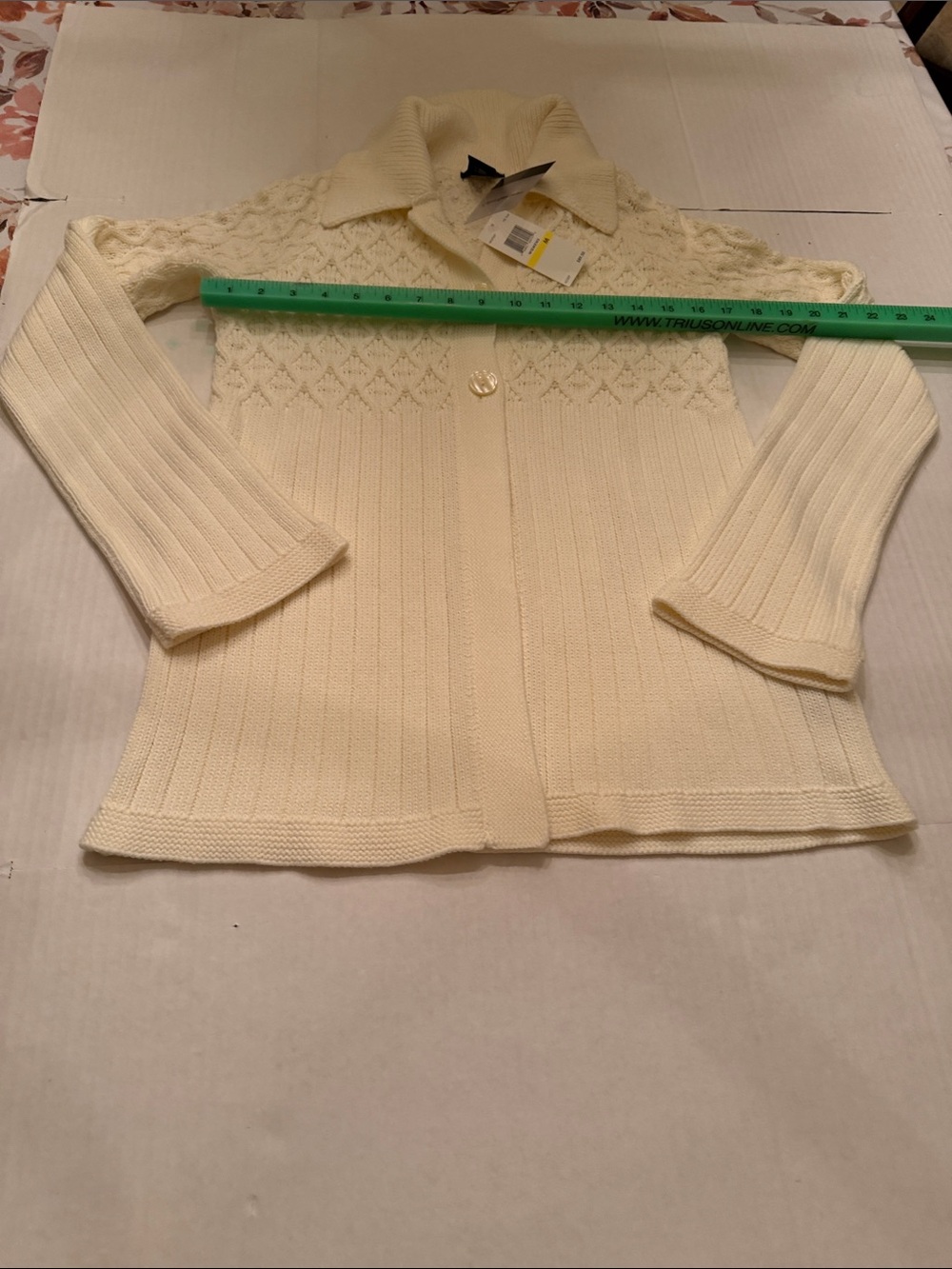 Calvin Klein Jeans Cream Knit Button-Front Cardigan with Collar NWT Medium
